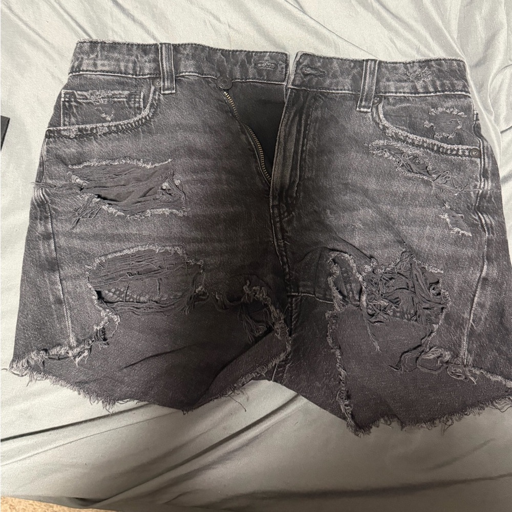 American Eagle Outfitters Black Distressed Jean Shorts